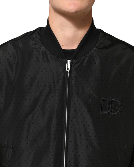 Dolce & Gabbana Black Acetate Full Zip Bomber Men Jacket