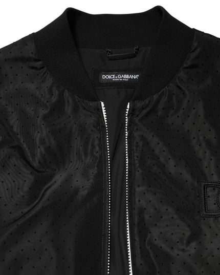 Dolce & Gabbana Black Acetate Full Zip Bomber Men Jacket