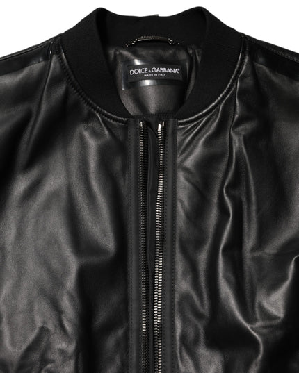 Dolce & Gabbana Black Leather Nylon FullZip Blouson Jacket