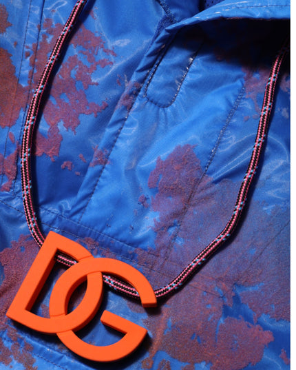 Dolce & Gabbana Blue Tie Dye Logo Hooded Sweatshirt Jacket
