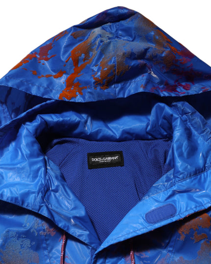 Dolce & Gabbana Blue Tie Dye Logo Hooded Sweatshirt Jacket