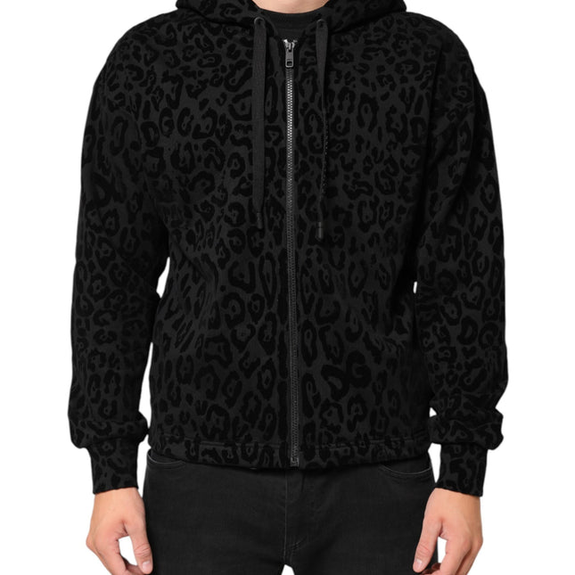 Dolce & Gabbana Black Cotton Hooded Full Zip Bomber Jacket