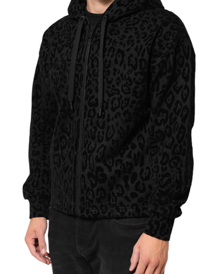 Dolce & Gabbana Black Cotton Hooded Full Zip Bomber Jacket