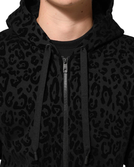 Dolce & Gabbana Black Cotton Hooded Full Zip Bomber Jacket