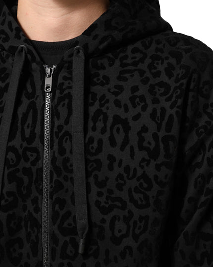 Dolce & Gabbana Black Cotton Hooded Full Zip Bomber Jacket