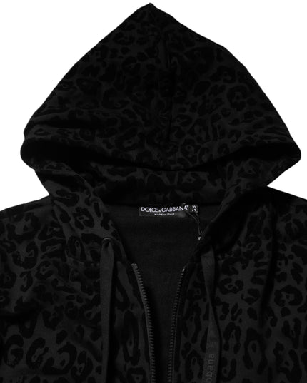 Dolce & Gabbana Black Cotton Hooded Full Zip Bomber Jacket