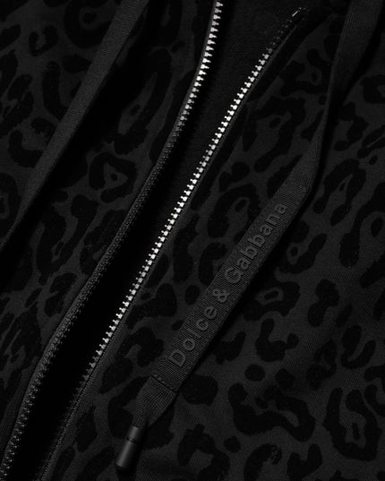 Dolce & Gabbana Black Cotton Hooded Full Zip Bomber Jacket