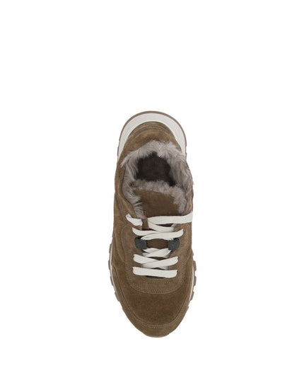 Brunello Cucinelli Brown Rubber Platform Sneakers
