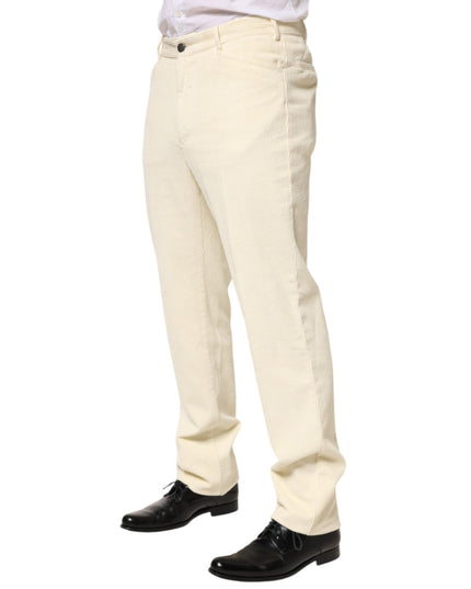 Burberry Beige Corduroy Cotton Straight Men Trouser Pants