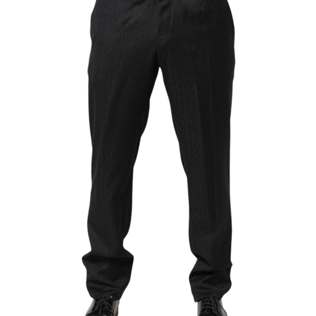 Dolce & Gabbana Black Wool Mid Waist Dress Men Trouser Pants