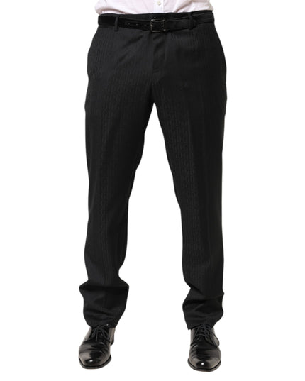 Dolce & Gabbana Black Wool Mid Waist Dress Men Trouser Pants
