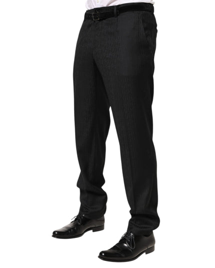 Dolce & Gabbana Black Wool Mid Waist Dress Men Trouser Pants