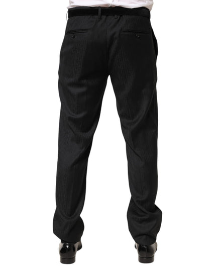 Dolce & Gabbana Black Wool Mid Waist Dress Men Trouser Pants