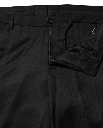 Dolce & Gabbana Black Wool Mid Waist Dress Men Trouser Pants