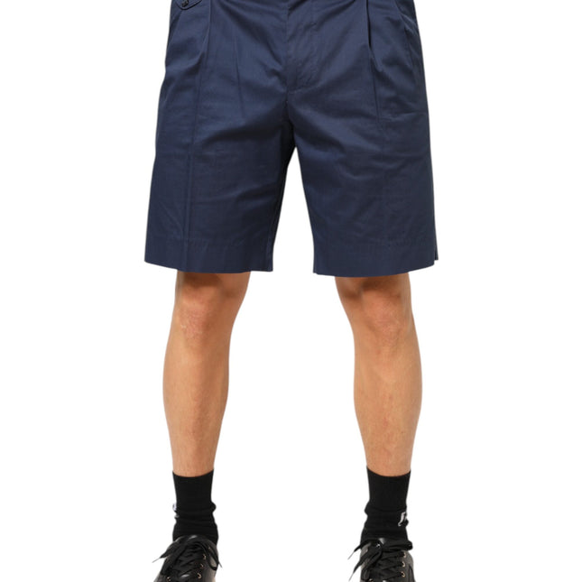Dolce & Gabbana Blue Cotton Stretch Mid Waist Bermuda Shorts