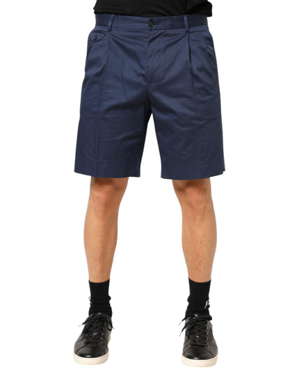 Dolce & Gabbana Blue Cotton Stretch Mid Waist Bermuda Shorts