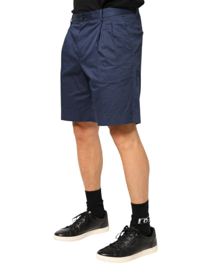 Dolce & Gabbana Blue Cotton Stretch Mid Waist Bermuda Shorts