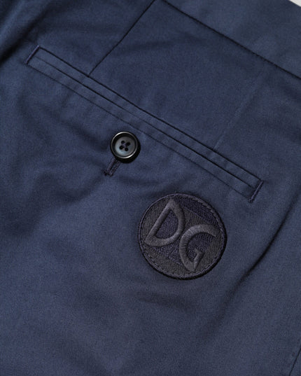 Dolce & Gabbana Blue Cotton Stretch Mid Waist Bermuda Shorts