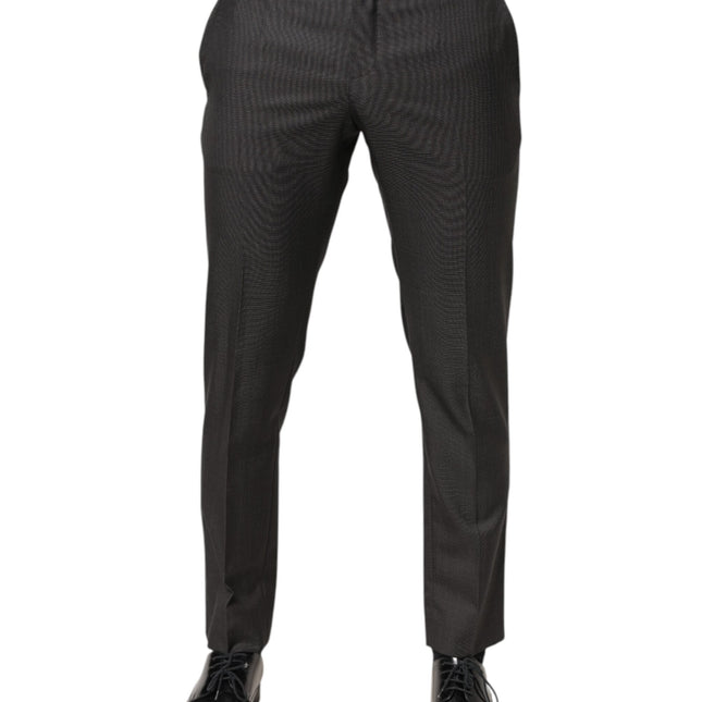 Dolce & Gabbana Black Polyester Mid Waist Dress Trouser Pants