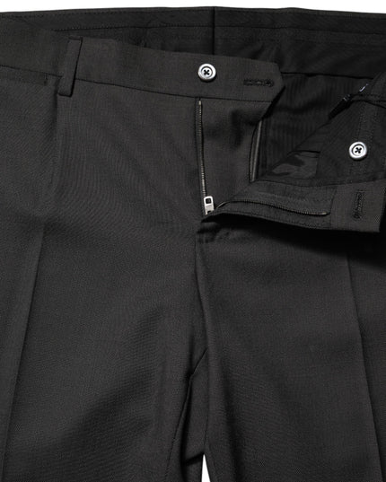 Dolce & Gabbana Black Polyester Mid Waist Dress Trouser Pants