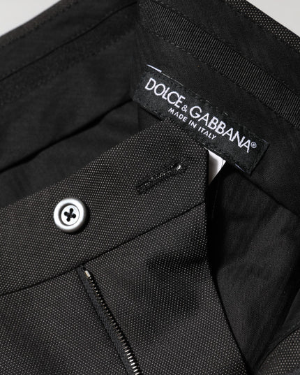 Dolce & Gabbana Black Polyester Mid Waist Dress Trouser Pants