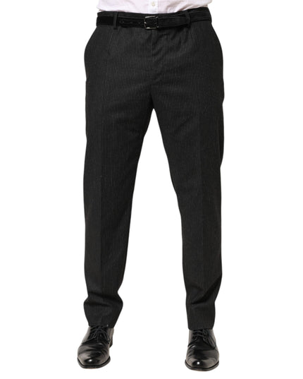 Dolce & Gabbana Black Cotton Mid Waist Dress Trouser Pants