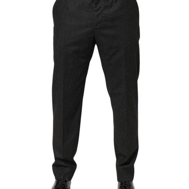 Dolce & Gabbana Black Cotton Mid Waist Dress Trouser Pants