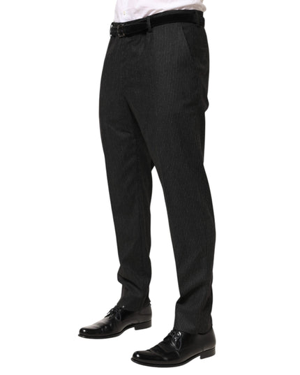 Dolce & Gabbana Black Cotton Mid Waist Dress Trouser Pants