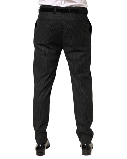 Dolce & Gabbana Black Cotton Mid Waist Dress Trouser Pants