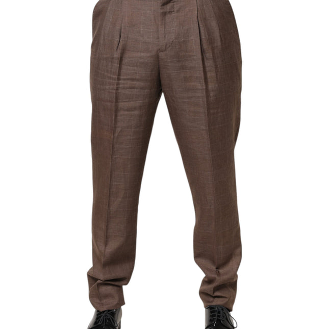 Brunello Cucinelli Brown Wool Mid Waist Dress Trouser Pants