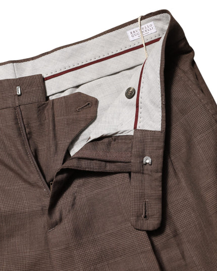 Brunello Cucinelli Brown Wool Mid Waist Dress Trouser Pants