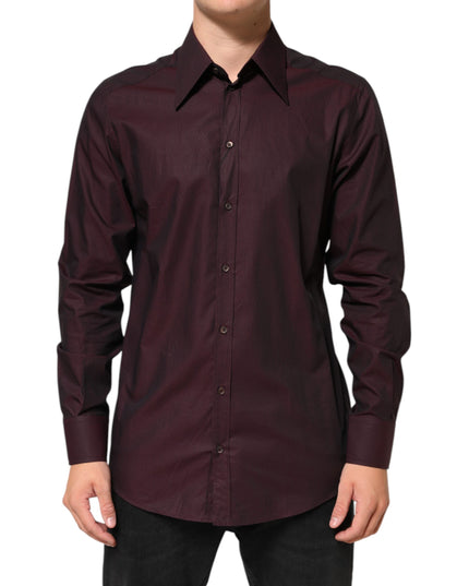Dolce & Gabbana Violet GOLD Cotton Collared Dress Formal Shirt