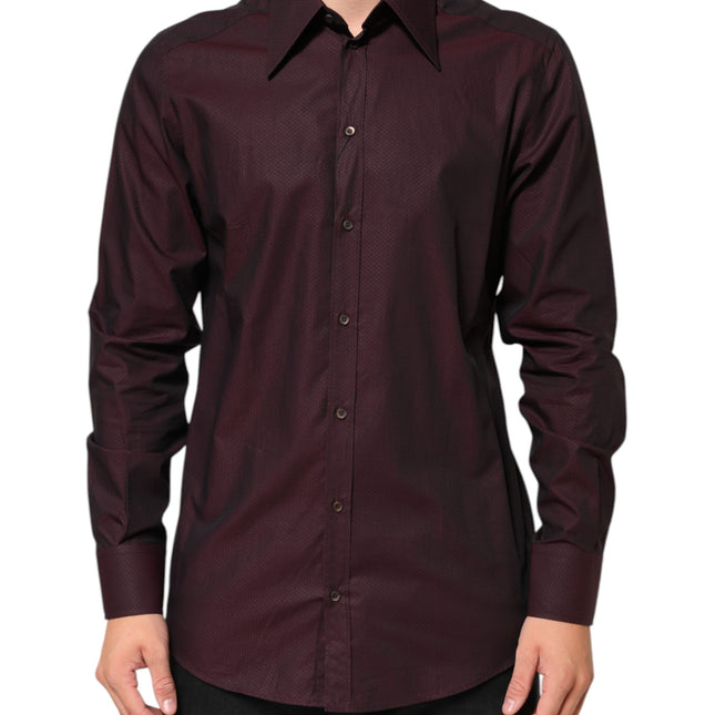 Dolce & Gabbana Violet GOLD Cotton Collared Dress Formal Shirt