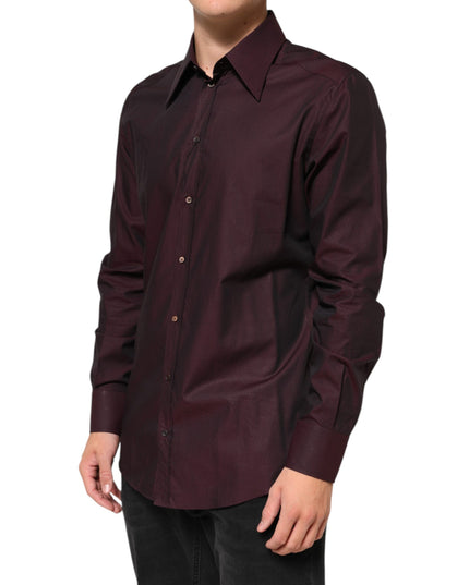 Dolce & Gabbana Violet GOLD Cotton Collared Dress Formal Shirt