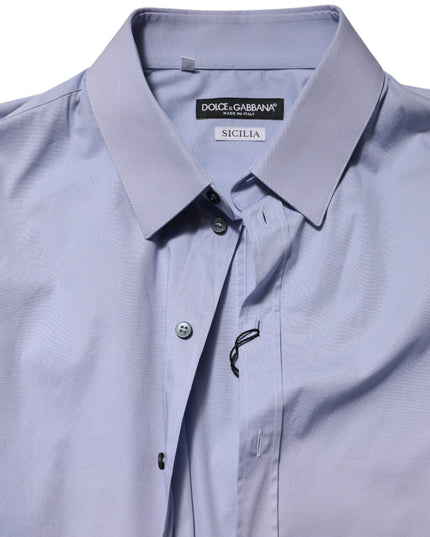 Dolce & Gabbana Blue SICILIA Cotton Men Dress Formal Shirt