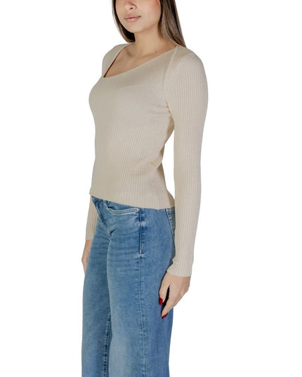 Vila Clothes Cream Viscose Sweatshirt