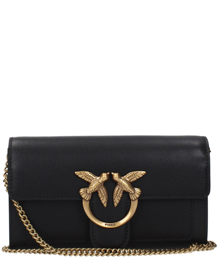 PINKO Black Leather Clutch Bag