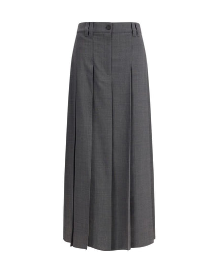 Brunello Cucinelli Gray Polyester Long Skirt