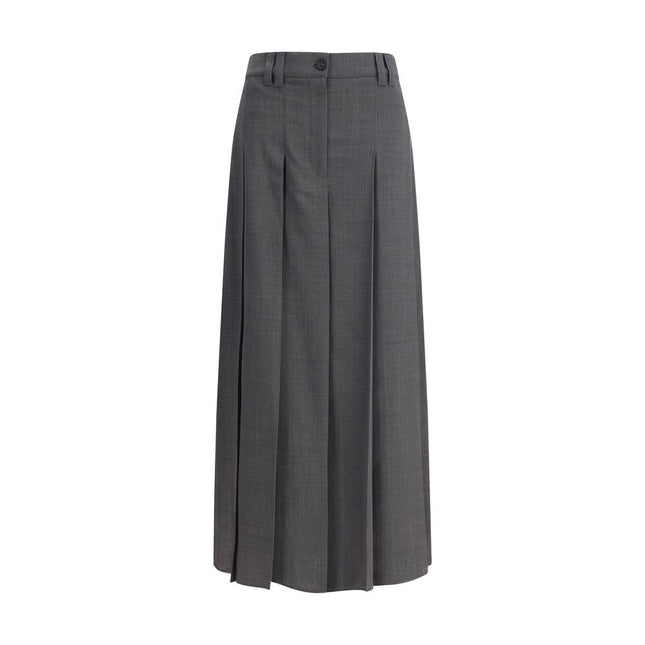 Brunello Cucinelli Gray Polyester Long Skirt