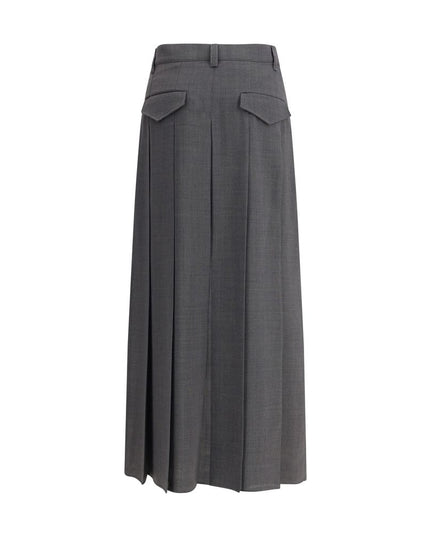 Brunello Cucinelli Gray Polyester Long Skirt