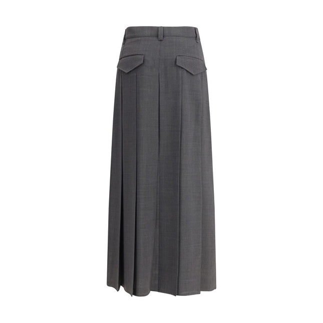 Brunello Cucinelli Gray Polyester Long Skirt