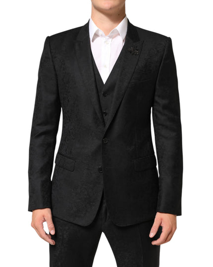 Dolce & Gabbana Black MARTINI 2 Buttons Suit 3 Piece Suit