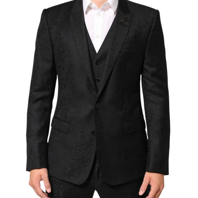 Dolce & Gabbana Black MARTINI 2 Buttons Suit 3 Piece Suit