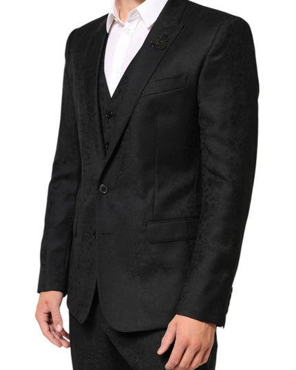 Dolce & Gabbana Black MARTINI 2 Buttons Suit 3 Piece Suit