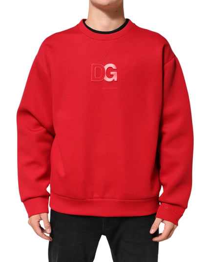Dolce & Gabbana Red DG Logo Crew Neck Men Sweatshirt Sweater
