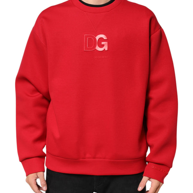 Dolce & Gabbana Red DG Logo Crew Neck Men Sweatshirt Sweater