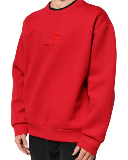 Dolce & Gabbana Red DG Logo Crew Neck Men Sweatshirt Sweater
