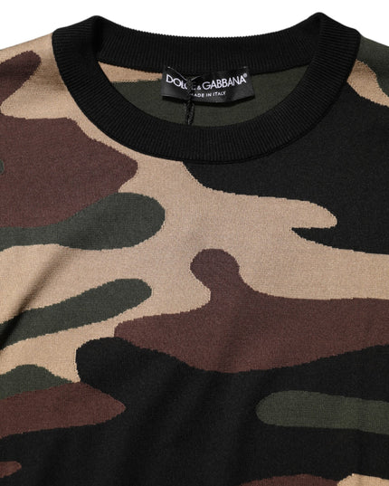 Dolce & Gabbana Multicolor Camouflage Crew Neck Men Pullover Sweater