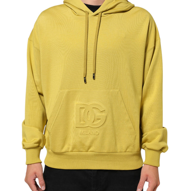 Dolce & Gabbana Yellow Logo Cotton Hooded Sweatshirt Sweater