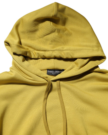 Dolce & Gabbana Yellow Logo Cotton Hooded Sweatshirt Sweater